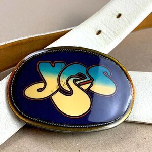 Vintage YES Pacifica MFG white leather Tex tan cowhide leather belt size 42